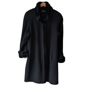 Vintage Penningtons Black Wool Swing Coat Size 18